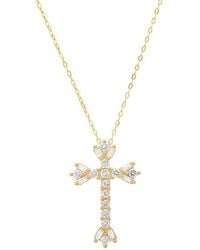 Kylie Harper - 14K Over Vintage Floral Cz Cross Pendant - Lyst