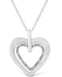 Haus of Brilliance - .925 Sterling Silver Prong-set Diamond Accent Double Heart 18'' Pendant Necklace - Lyst
