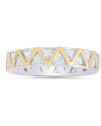 Kylie Harper - Sterling Two-Tone Trillion-Cut Cz Eternity Band Ring - Lyst