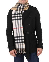 Burberry - Archive/Natural Contrast Check Cashmere Scarf - Lyst