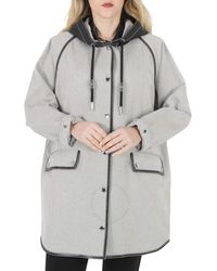 Burberry - Melange Cotton-canvas Leather-trimmed Hooded Coat - Lyst