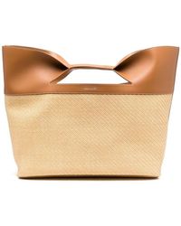 McQueen - The Bow Straw-Woven Tote Bag - Lyst