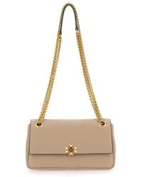 Tory Burch - Charlie Crossbody Bag With Chain Strap And Logo Plate On Front Quilted Suede For Cow - Lyst