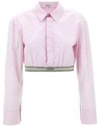 Loewe - Logo Elastic Collar Cropped Shirt, Brand Size 36 Us - Lyst