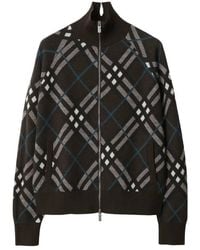 Burberry - Check Wool Blend Track Jacket - Lyst