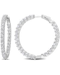 Amour - 8 3/8 Ct Tgw Created Sapphire Inside-Outside Hoop Earrings - Lyst