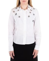 Rabanne - Haut Floral-Embellished Poplin Shirt, Brand Size 36 Us - Lyst