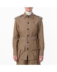 Burberry - Belted Button-Up Overshirt, Brand Size 4 Us - Lyst