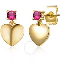 Rachel Glauber - 14k Yellow Gold Plated Cubic Zirconia Heart Dangle Earrings - Lyst