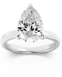 Mure And Co - 2Ctw Pear Shaped Lab Grown Diamond (F/Vs) Hidden Halo Plain Shank Engagement Ring - Lyst