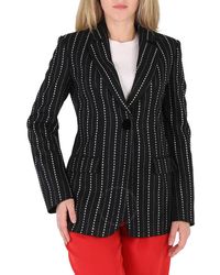 Emporio Armani - Rhinestone-Embellished Pinstripe Jacket, Brand Size 42 (Us - Lyst