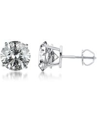 Brilliant Diamond - 4.50 Carat Prong Set 14K Round-Cut Lab Grown Diamond Stud Earring - Lyst