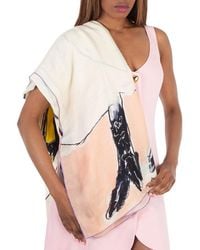 Burberry - Peach Cashmere Swan Print Scarf - Lyst
