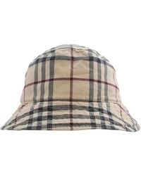 Burberry - Stone Check Cotton Twill Woven Bucket Hat - Lyst