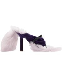 Burberry - Shearling Step Post 105 Heel Sandals, Brand Size 36 Us - Lyst