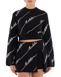 ROTATE BIRGER CHRISTENSEN - Ladies Logo-Embellished Cropped Jumper - Lyst
