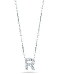 Roberto Coin - 18k White Gold Tiny Treasures Diamond Letter R Pendant - Lyst