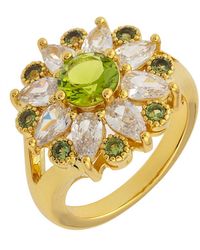 Bertha - Juliet Collection 's 18k Yg Plated Light Green Floral Statement Fashion Ring - Lyst