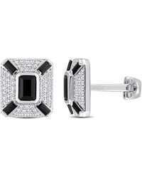 Amour - 5-4/5Ct Tgw Octagon And Baguette-Cut Created Sapphire And Sapphire Cufflinks - Lyst