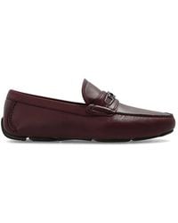 Ferragamo - Salvatore Nebbiolo Leather Gancini Ornament Drivers, Size 8 - Lyst