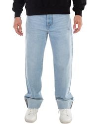 Gcds - Relaxed Laser Cotton Denim Logo Trousers - Lyst