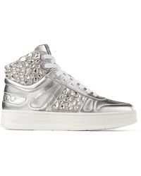 Jimmy Choo - Hawaii Crystal Embellished High-Top Sneakers, Brand Size 35 Us - Lyst