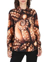 Burberry - Silk Twill Octopus Print Long-sleeve Oversized Shirt - Lyst