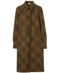 Burberry - Check Wool Blend Shirt Dress, Brand Size 6 Us - Lyst