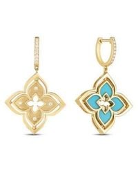 Roberto Coin - 18K Venetian Princess Pirouette Diamond & Flower Drop Earrings - Lyst