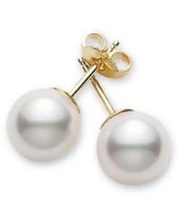 Mikimoto - Akoya Pearl Stud Earrings With 18k Yellow Gold 7.5-8mm Aaa - Lyst