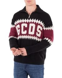 Gcds - Logo Argyle Polo Sweater - Lyst