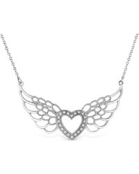 Haus of Brilliance - .925 Sterling Silver Pave-set Diamond Accent Fairy Wing 18'' Heart Pendant Necklace - Lyst