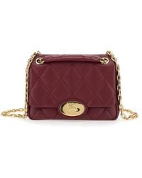 Burberry - Bordeaux Quilted Crossbody Bag With Ekd Plaque On The Front And Chain-Link Shoulder Strap - Lyst