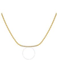 Hulchi Belluni - 65249-yw 18k Yg Necklace Double Row Pave Diamonds 0.46 Cttw Bar Bead Chain - Lyst