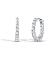 Roberto Coin - White Gold Inside Out Diamond Hoop Earrings .75ctw - Lyst