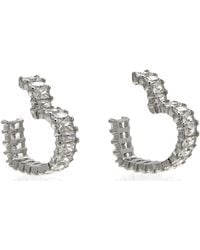 Swarovski - Matrix Pierced Earrings Hoop Hrt S Rhodium Shiny - Lyst
