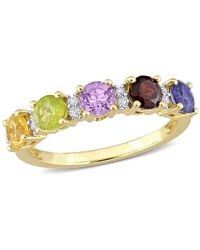 Amour - 1 2/5 Ct Tgw Topaz, Amethyst, Iolite, Garnet, Citrine & Peridot Semi Eternity Ring - Lyst
