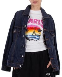 Balenciaga - Hourglass Cotton Denim Jacket - Lyst
