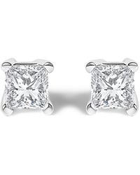 Haus of Brilliance - 925 Sterling 1/4 Cttw Princess-Cut Diamond Solitaire Stud Earrings (H-I Color, I1-I2 Clarity) - Lyst