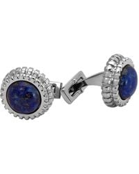 Picasso and Co - Round Stainless Steel Cufflinks Witth Lapis Lazuli - Lyst