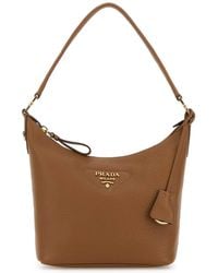 Prada - Camel Leather Shoulder Bag - Lyst