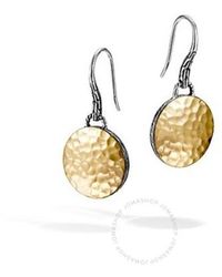 John Hardy - Dot Silver & Round Hammered 18k Yellow Gold Drop Earrings - Lyst