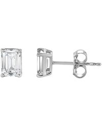 Brilliant Diamond - 1.00 Carat 14K Emerald Cut Lab Grown Diamond Stud Push Back Earrings For -Color/Clarity-Gvsi - Lyst