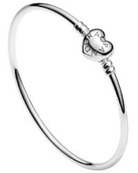 PANDORA - Ladies Moments Heart Clasp Bangle - Lyst