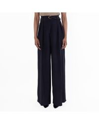 Ferragamo - Belted Wide-Leg Silk Trousers, Brand Size 38 Us - Lyst