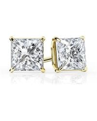 Brilliant Diamond - 2 Carat Princess Cut Lab Grown Diamond Stud Earrings - Lyst