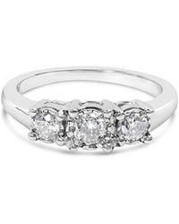 Haus of Brilliance - 14K 1/2 Cttw Miracle Set Round Lab Grown Diamond Three Stone Illusion Plate Ring - Lyst