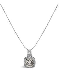 Haus of Brilliance - Sterling Cushion Amethyst And Diamond Accent Halo Pendant Necklace - Lyst