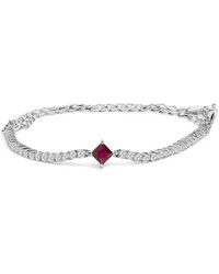 Haus of Brilliance - 925 Sterling Created Ruby And Sapphire Adjustable Tennis Chain Bracelet - Lyst