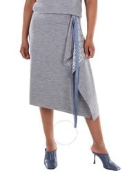 Fendi - Logo Pattern Midi Drape Wool Skirt, Brand Size 42 (Us - Lyst